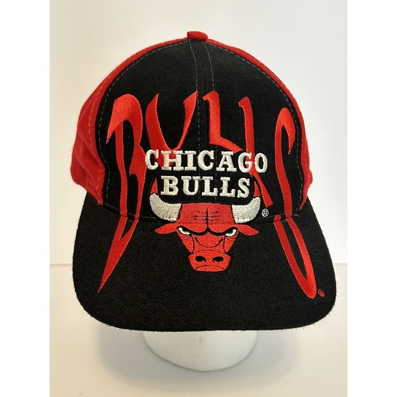 Chicago Bulls Snapback Cap Spell Out Hard to Find Wool Blend Hat AJD 90's - Picture 6 of 16